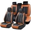 imageCoverado Rear Seat Covers Leather Seat Cover for Car Universal Waterproof Automotive Seat Cushion Protector for Most Cars Trucks SUV RedZKaki