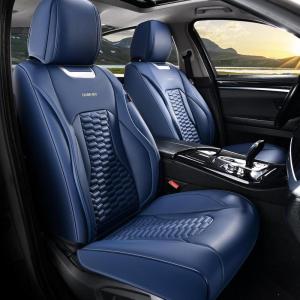 imageCoverado Car Seat Covers Front Seats Luxury Leather Seat Covers for Cars Automotive Car Seat Covers Protector Universal Fit Most Sedans SUVs Pickup Trucks Interior AccessoriesGaryampampWhiteBlue