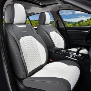 imageCoverado Car Seat Covers Front Seats Luxury Leather Seat Covers for Cars Automotive Car Seat Covers Protector Universal Fit Most Sedans SUVs Pickup Trucks Interior AccessoriesGaryampampWhiteWhiteGray
