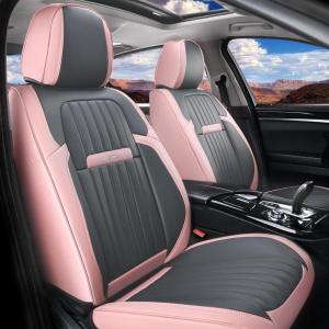 imageCoverado Car Seat Covers Full Set Automotive Seat Covers Car Seat Protector Car Seat Cushion Waterproof Leather Seat Covers for Cars Universal Fit for Most Sedans SUV Pickup TruckBlackampampRedPinkGrey