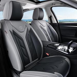 imageCoverado Car Seat Covers Full Set Automotive Seat Covers Car Seat Protector Car Seat Cushion Waterproof Leather Seat Covers for Cars Universal Fit for Most Sedans SUV Pickup TruckBlackampampRedGrayBlack