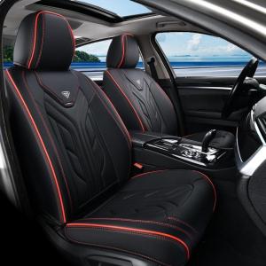 imageCoverado Car Seat Covers Full Set Automotive Seat Covers Car Seat Protector Car Seat Cushion Waterproof Leather Seat Covers for Cars Universal Fit for Most Sedans SUV Pickup TruckBlackampampRedBlackRedline