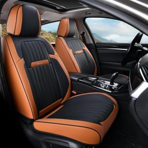 imageCoverado Car Seat Covers Full Set Automotive Seat Covers Car Seat Protector Car Seat Cushion Waterproof Leather Seat Covers for Cars Universal Fit for Most Sedans SUV Pickup TruckBlackampampRedbrown