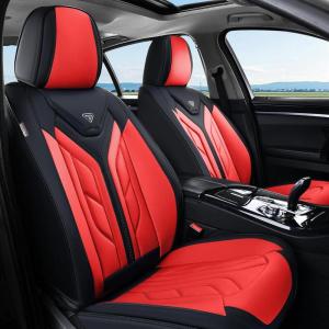 imageCoverado Car Seat Covers Full Set Automotive Seat Covers Car Seat Protector Car Seat Cushion Waterproof Leather Seat Covers for Cars Universal Fit for Most Sedans SUV Pickup TruckBlackampampRedBlackRed
