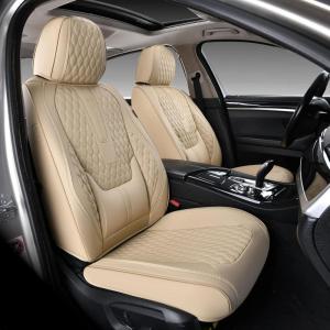 imageCoverado Rear Seat Covers Leather Seat Cover for Car Universal Waterproof Automotive Seat Cushion Protector for Most Cars Trucks SUV RedABeige