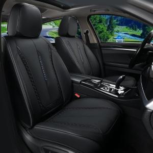 imageCoverado Rear Seat Covers Leather Seat Cover for Car Universal Waterproof Automotive Seat Cushion Protector for Most Cars Trucks SUV RedZBlack