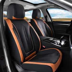 imageCoverado Rear Seat Covers Leather Seat Cover for Car Universal Waterproof Automotive Seat Cushion Protector for Most Cars Trucks SUV RedZKaki