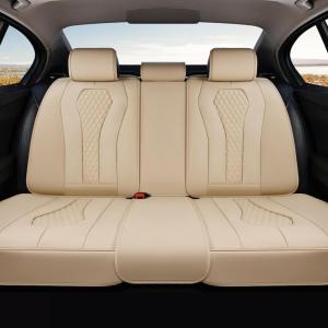 imageCoverado Rear Seat Covers White Car Seat Cover Back Seat Cover 3Pieces Luxury Car Seat Cushion Leather Seat Cover Seat Protector Universal Fit Most CarsBeige