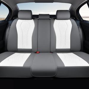 imageCoverado Rear Seat Covers White Car Seat Cover Back Seat Cover 3Pieces Luxury Car Seat Cushion Leather Seat Cover Seat Protector Universal Fit Most CarsWhite