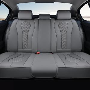 imageCoverado Rear Seat Covers White Car Seat Cover Back Seat Cover 3Pieces Luxury Car Seat Cushion Leather Seat Cover Seat Protector Universal Fit Most CarsGray