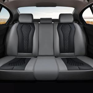 imageCoverado Rear Seat Covers White Car Seat Cover Back Seat Cover 3Pieces Luxury Car Seat Cushion Leather Seat Cover Seat Protector Universal Fit Most CarsGrayBlack