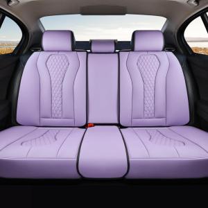 imageCoverado Rear Seat Covers White Car Seat Cover Back Seat Cover 3Pieces Luxury Car Seat Cushion Leather Seat Cover Seat Protector Universal Fit Most CarsPurple
