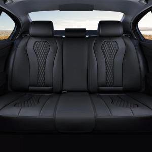 imageCoverado Rear Seat Covers White Car Seat Cover Back Seat Cover 3Pieces Luxury Car Seat Cushion Leather Seat Cover Seat Protector Universal Fit Most Cars01Black