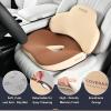 imageCoverado Car Seat Cushion and Lumbar Support Pillow One Piece Memory Foam Ergonomic Back Support Driving Seat Cushion for Back Pain NonSlip Washable Cushion for Car Driver OfficeSeat Cushion  Lumbar Supportbeige