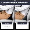 imageCoverado Car Seat Cushion and Lumbar Support Pillow One Piece Memory Foam Ergonomic Back Support Driving Seat Cushion for Back Pain NonSlip Washable Cushion for Car Driver OfficeLumbar Support  Headrestgray