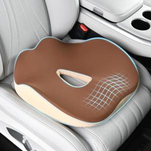 imageCoverado Car Seat Cushion and Lumbar Support Pillow One Piece Memory Foam Ergonomic Back Support Driving Seat Cushion for Back Pain NonSlip Washable Cushion for Car Driver OfficeSeat Cushionbeige
