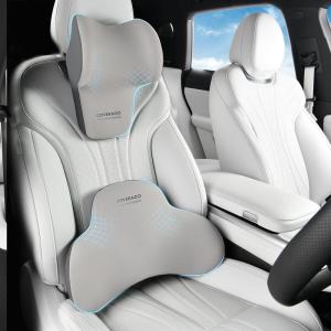 imageCoverado Car Seat Cushion and Lumbar Support Pillow One Piece Memory Foam Ergonomic Back Support Driving Seat Cushion for Back Pain NonSlip Washable Cushion for Car Driver OfficeLumbar Support  Headrestgray