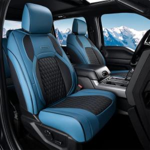 imageCoverado Seat Covers for Dodge Ram 1500 Full Coverage Leather Car Seat Covers Waterproof Fit for 20102023 2500 3500 Dodge RAM Automotive Seat Covers Protector for Trucks Ram Red lineBlue