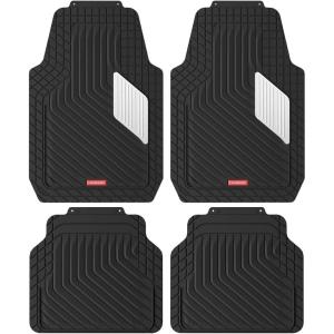 imageCoverado Universal Car Floor Mats  AllWeather Waterproof NonSlip  Easy to Clean RubberTPE Mats for Cars ampamp SUVsAWhite