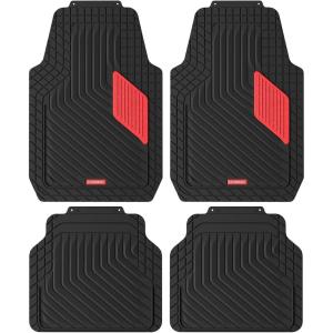 imageCoverado Universal Car Floor Mats  AllWeather Waterproof NonSlip  Easy to Clean RubberTPE Mats for Cars ampamp SUVsRed