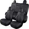 imageCoverado Front Seat Covers Compatible with Tesla Model Y Car Seat Covers 2PC Leatherette Car Seat Cover Seat Protector Custom for Tesla Model Y 2020 2021 2022 2023 2024 Blackwhite