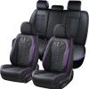 imageCoverado Automotive Seat Covers Car Seat Covers Front Seats Nappa Leather BlackampampPurple Car Seat Cover Waterproof Seat Cushion 2 Pack Front Seat Covers Driver Seat Protector Fit for Most Cars SUVBlackPurple