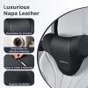 imageCoverado Car Headrest Pillow Ergonomic Memory Foam Car Neck Pillow for Driving Seat with Adjustable Strap Soft PU Leather Breathable Removable Cover Neck Support for Neck Pain Relief