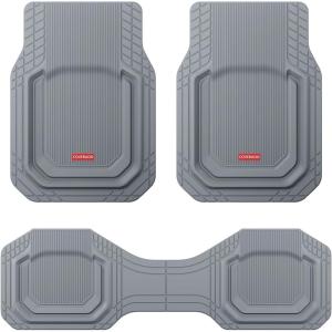 imageCoverado Floor Mats for Cars Deep Dish AllWeather Beige Mats Universal Waterproof Trim to Fit Automotive Mats for Cars SUV Trucks Durable Floor Liner Car Accessories Full Sets 3PCSGray