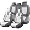 imageCoverado Car Seat Covers Full Set Universal Seat Covers for Cars Car Seat Protector Waterproof Nappa Car Seat Cushion Car Seat Covers Front Seats and Back Fit for Most Cars Trucks SUV BlackampampBlueGrayWhiteGrid