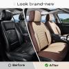 imageCoverado Car Seat Covers Full Set Universal Seat Covers for Cars Car Seat Protector Waterproof Nappa Car Seat Cushion Car Seat Covers Front Seats and Back Fit for Most Cars Trucks SUV BlackampampBlueCoffeeBeigeLine