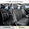 imageCoverado Car Seat Covers Full Set Universal Seat Covers for Cars Car Seat Protector Waterproof Nappa Car Seat Cushion Car Seat Covers Front Seats and Back Fit for Most Cars Trucks SUV BlackampampBlueGrayGrid
