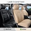 imageCoverado Car Seat Covers Full Set Universal Seat Covers for Cars Car Seat Protector Waterproof Nappa Car Seat Cushion Car Seat Covers Front Seats and Back Fit for Most Cars Trucks SUV BlackampampBlueBeigeGrid
