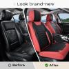 imageCoverado Car Seat Covers Full Set Universal Seat Covers for Cars Car Seat Protector Waterproof Nappa Car Seat Cushion Car Seat Covers Front Seats and Back Fit for Most Cars Trucks SUV BlackampampBlueRedBlackLine