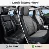 imageCoverado Car Seat Covers Full Set Universal Seat Covers for Cars Car Seat Protector Waterproof Nappa Car Seat Cushion Car Seat Covers Front Seats and Back Fit for Most Cars Trucks SUV BlackampampBlueBlackGrayLine