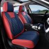 imageCoverado Car Seat Covers Full Set Universal Seat Covers for Cars Car Seat Protector Waterproof Nappa Car Seat Cushion Car Seat Covers Front Seats and Back Fit for Most Cars Trucks SUV BlackampampBlueRedBlue