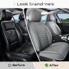 imageCoverado Car Seat Covers Full Set Universal Seat Covers for Cars Car Seat Protector Waterproof Nappa Car Seat Cushion Car Seat Covers Front Seats and Back Fit for Most Cars Trucks SUV BlackampampBlueGrayLine