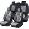 imageCoverado Car Seat Covers Full Set Universal Seat Covers for Cars Car Seat Protector Waterproof Nappa Car Seat Cushion Car Seat Covers Front Seats and Back Fit for Most Cars Trucks SUV BlackampampBlueBlackGrayGrid
