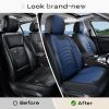 imageCoverado Car Seat Covers Full Set Universal Seat Covers for Cars Car Seat Protector Waterproof Nappa Car Seat Cushion Car Seat Covers Front Seats and Back Fit for Most Cars Trucks SUV BlackampampBlueBlackBlue