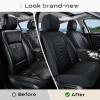 imageCoverado Car Seat Covers Full Set Universal Seat Covers for Cars Car Seat Protector Waterproof Nappa Car Seat Cushion Car Seat Covers Front Seats and Back Fit for Most Cars Trucks SUV BlackampampBlueBlackLine