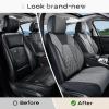 imageCoverado Car Seat Covers Full Set Universal Seat Covers for Cars Car Seat Protector Waterproof Nappa Car Seat Cushion Car Seat Covers Front Seats and Back Fit for Most Cars Trucks SUV BlackampampBlueBlackGrayGrid