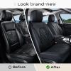 imageCoverado Car Seat Covers Full Set Universal Seat Covers for Cars Car Seat Protector Waterproof Nappa Car Seat Cushion Car Seat Covers Front Seats and Back Fit for Most Cars Trucks SUV BlackampampBlueBlackGrid