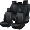 imageCoverado Car Seat Covers Full Set Universal Seat Covers for Cars Car Seat Protector Waterproof Nappa Car Seat Cushion Car Seat Covers Front Seats and Back Fit for Most Cars Trucks SUV BlackampampBlueBlack