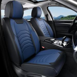 imageCoverado Car Seat Covers Full Set Universal Seat Covers for Cars Car Seat Protector Waterproof Nappa Car Seat Cushion Car Seat Covers Front Seats and Back Fit for Most Cars Trucks SUV BlackampampBlueBlackBlue