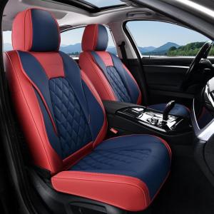 imageCoverado Car Seat Covers Full Set Universal Seat Covers for Cars Car Seat Protector Waterproof Nappa Car Seat Cushion Car Seat Covers Front Seats and Back Fit for Most Cars Trucks SUV BlackampampBlueRedBlueGrid