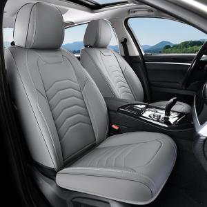 imageCoverado Car Seat Covers Full Set Universal Seat Covers for Cars Car Seat Protector Waterproof Nappa Car Seat Cushion Car Seat Covers Front Seats and Back Fit for Most Cars Trucks SUV BlackampampBlueGrayLine