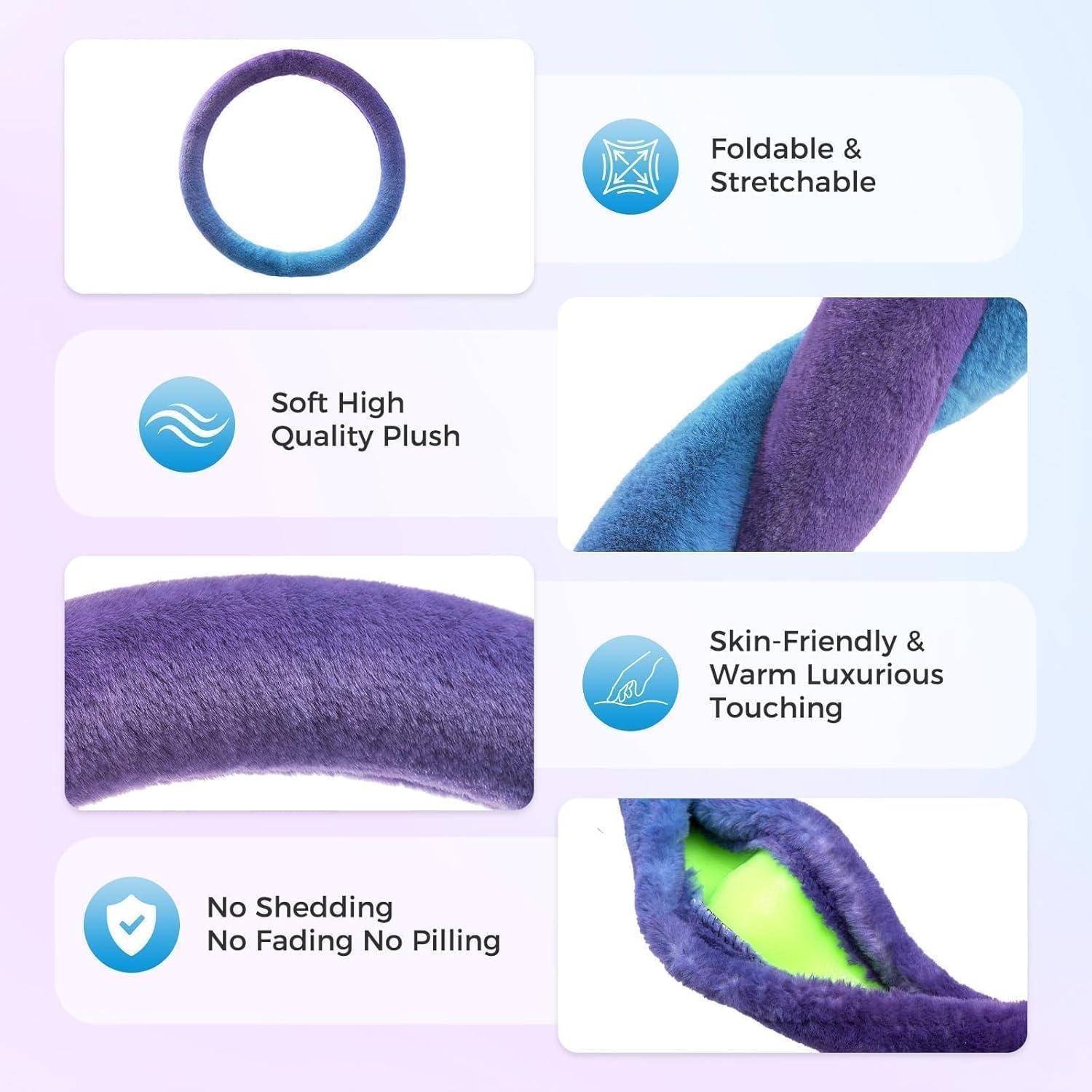 imageCoverado Car Steering Wheel Cover Nappa Leather Black ampamp Gray Steering Wheel Covers Universal 1415 inch AntiSlip Breathable Steering Wheel Protector for Women MenABlue