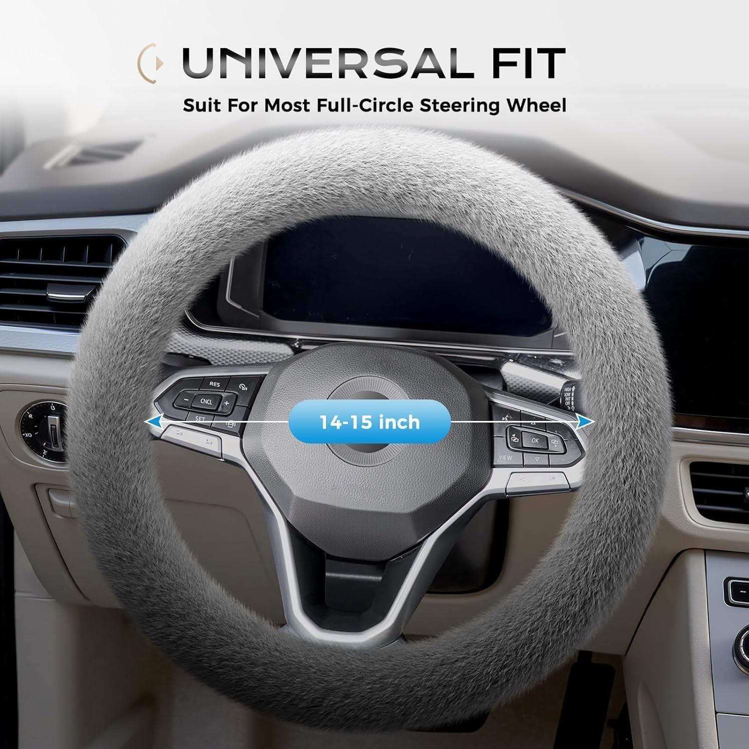 imageCoverado Car Steering Wheel Cover Nappa Leather Black ampamp Gray Steering Wheel Covers Universal 1415 inch AntiSlip Breathable Steering Wheel Protector for Women MenAGray