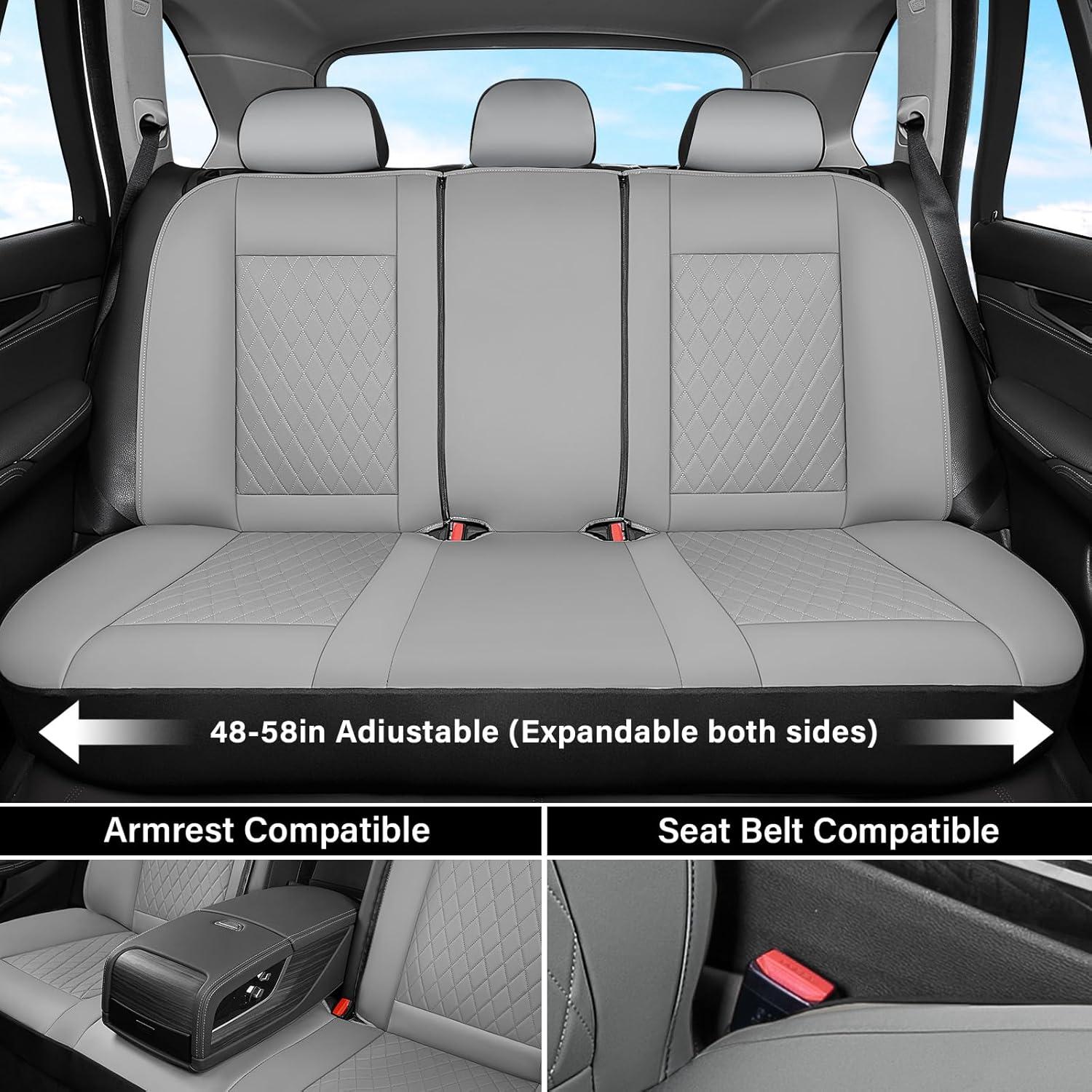 imageCoverado Leather Seat Covers Full Set Black and Beige Seat Covers for SUV Pickup Truck Sedan Automotive Vehicle Interior Waterproof and Durable All Weather ProtectorGray