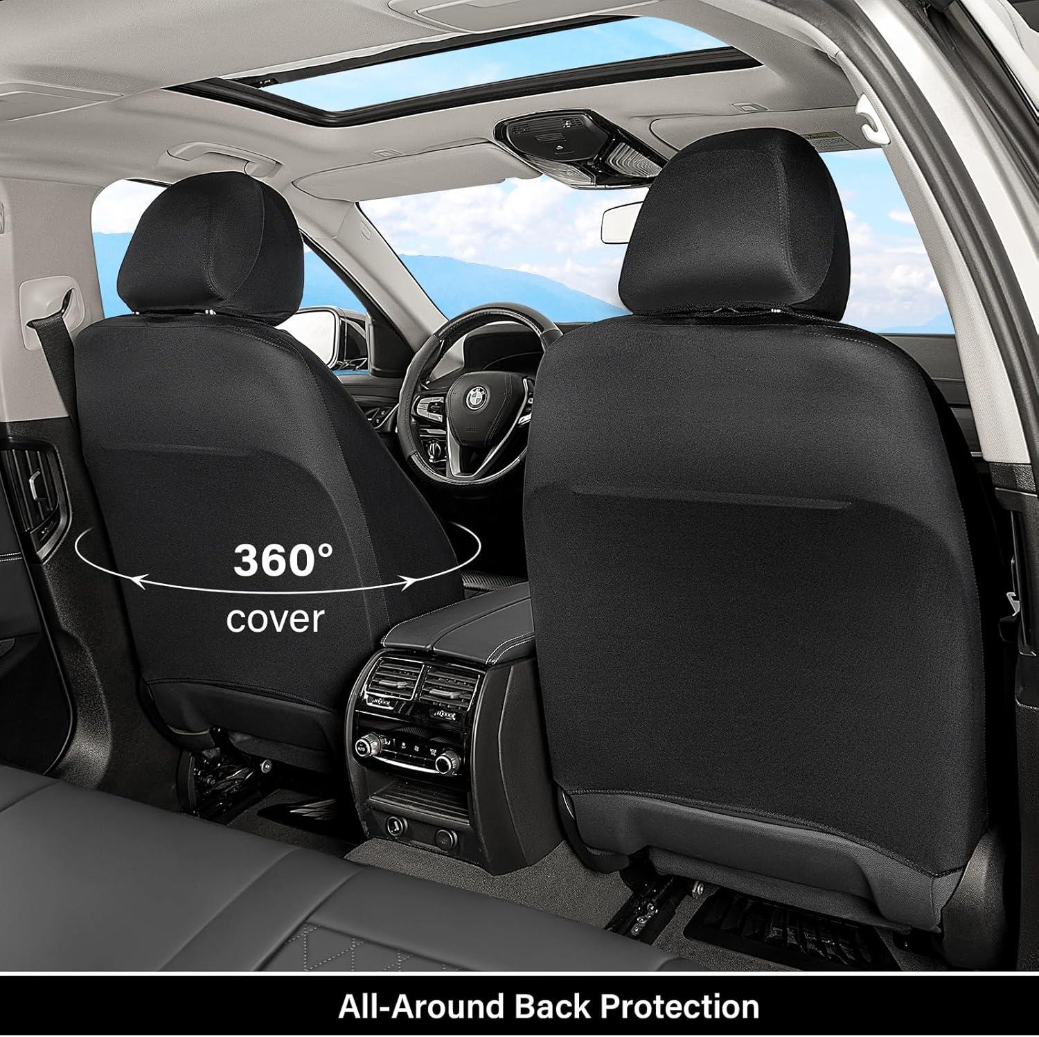 imageCoverado Leather Seat Covers Full Set Black and Beige Seat Covers for SUV Pickup Truck Sedan Automotive Vehicle Interior Waterproof and Durable All Weather ProtectorGray