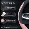 imageCoverado Car Steering Wheel Cover Nappa Leather Black ampamp Gray Steering Wheel Covers Universal 1415 inch AntiSlip Breathable Steering Wheel Protector for Women MenBBlackPink
